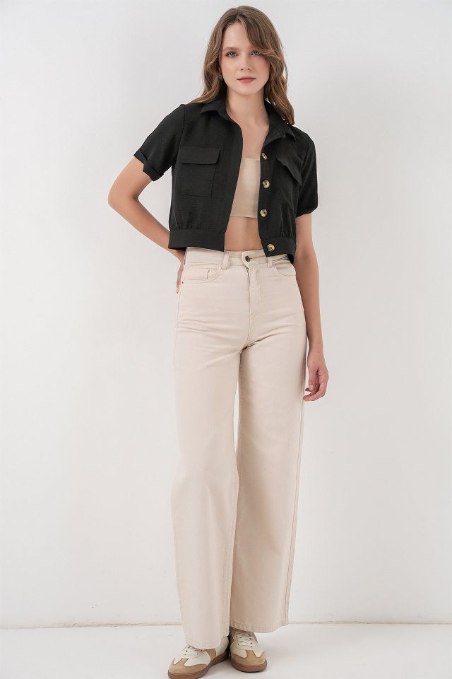 0663 Crop Ceket - Siyah