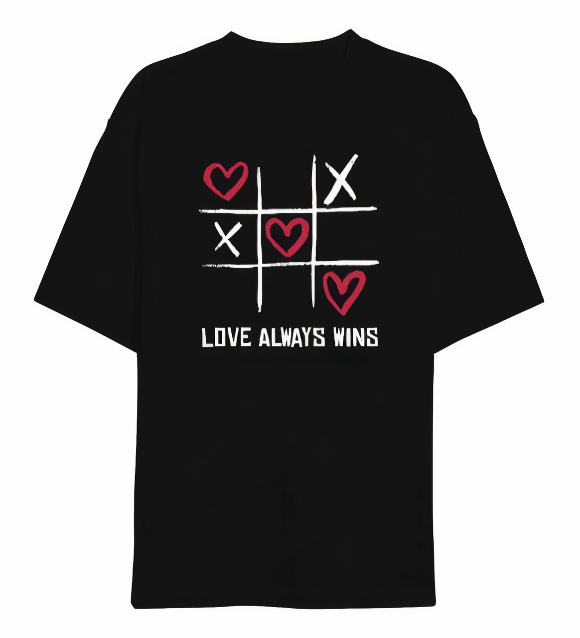 14 Şubat Tişört Sevgililer Günü İçin Özel Tasarım Love Always Wıns Baskılı T-shirt - Siyah