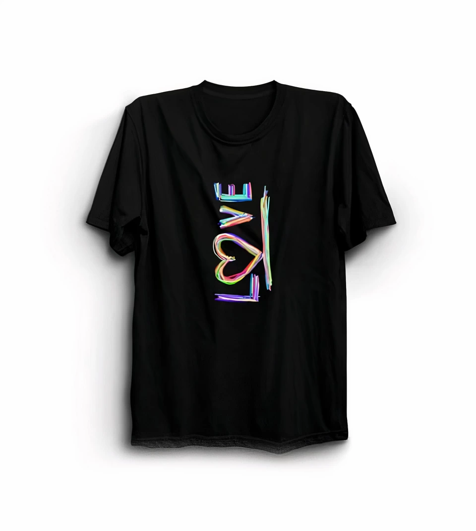 14 Şubat Tişört Sevgililer Günü İçin Özel Tasarım Love Baskılı T-shirt - Siyah